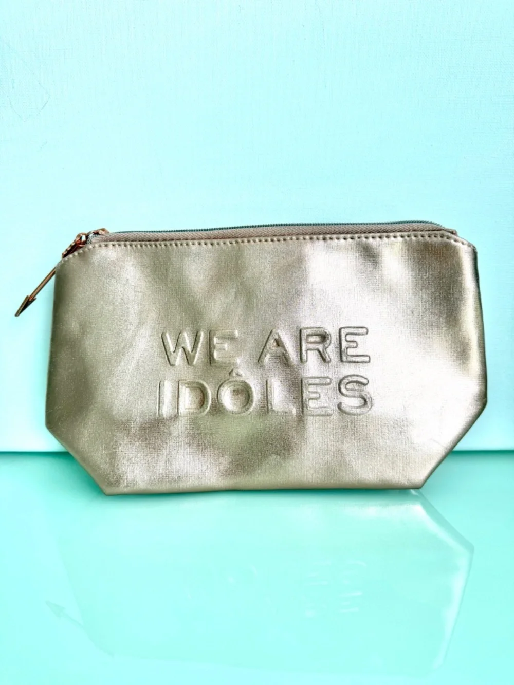 Lancôme We Are Idôles Rose Gold Metallic Cosmetic Makeup Bag
